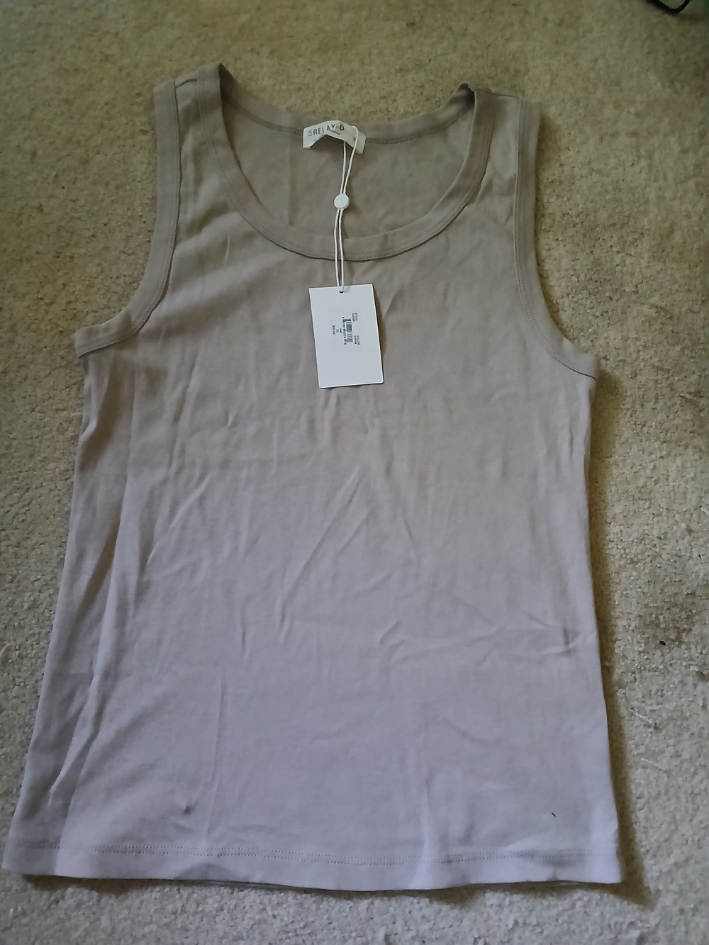 Sleeveless Tank Top in Light Taupe by La  Relaxed ,color Is Oyster .